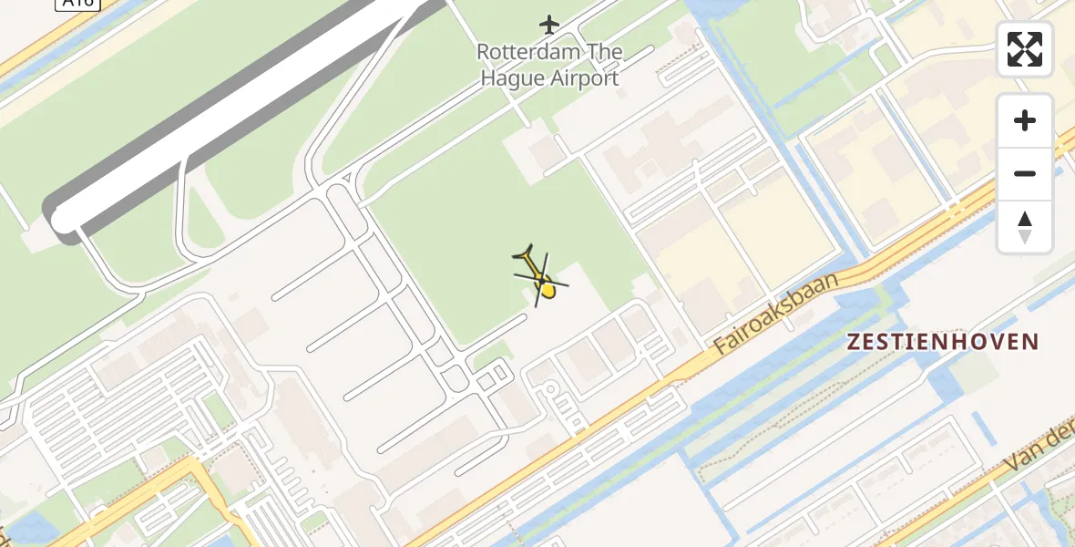 Routekaart van de vlucht: Politiehelikopter naar Rotterdam The Hague Airport