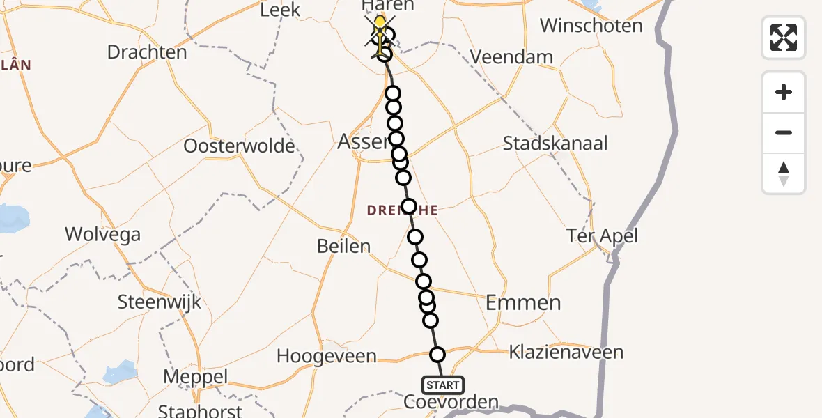 Routekaart van de vlucht: Lifeliner 4 naar Groningen Airport Eelde, Stukdijk