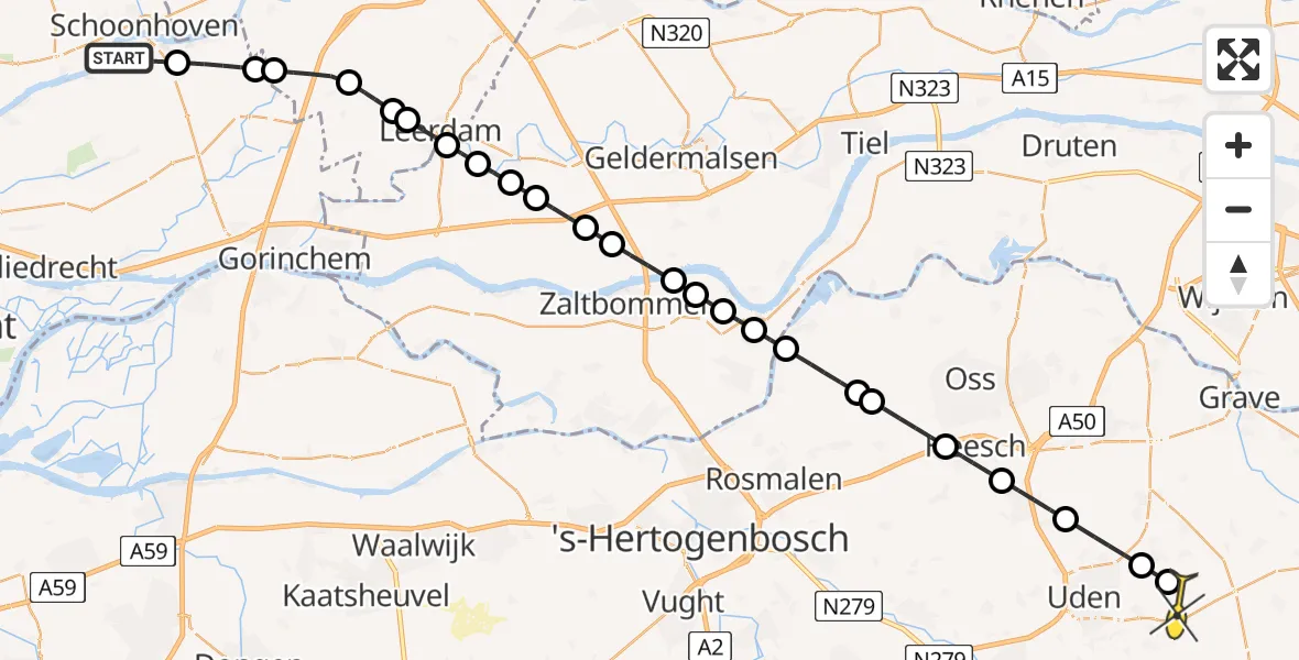 Routekaart van de vlucht: Lifeliner 3 naar Vliegbasis Volkel, Wilgenweg