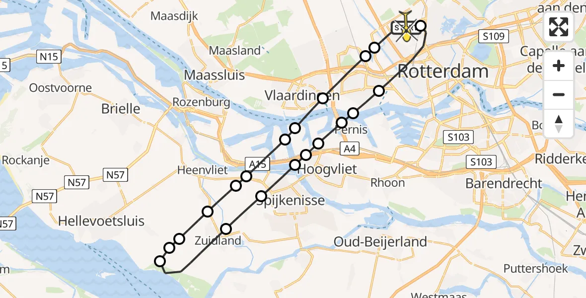 Routekaart van de vlucht: Lifeliner 2 naar Rotterdam The Hague Airport, Vliegveldweg