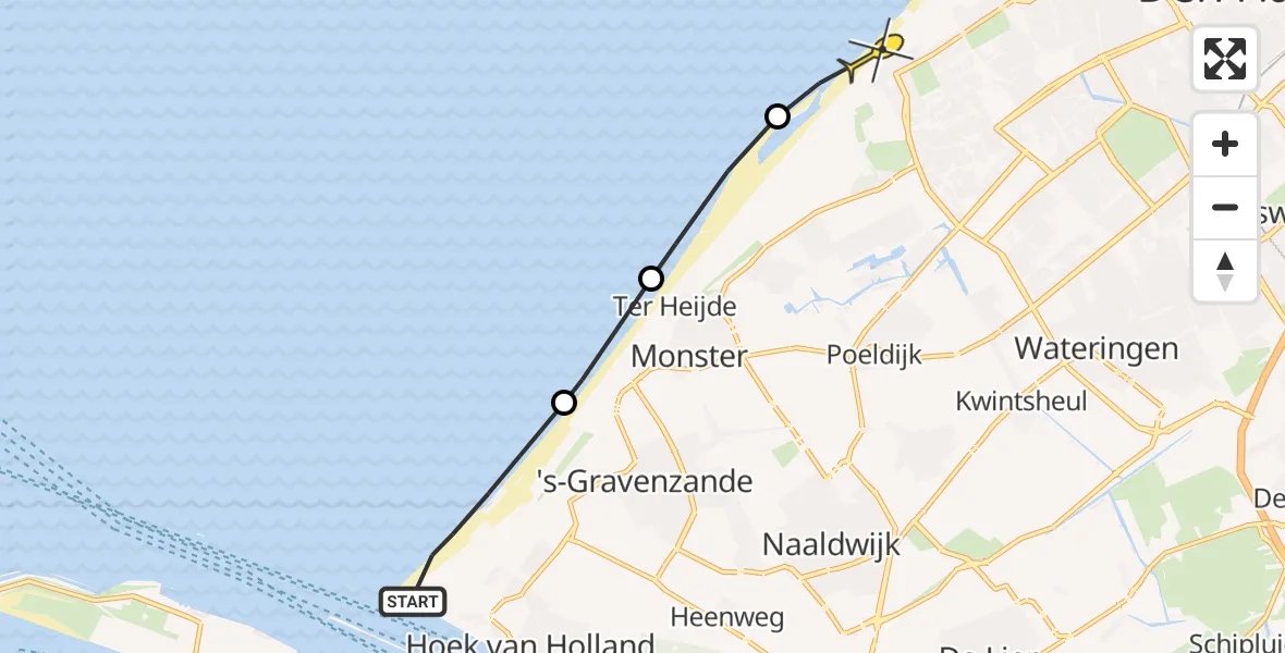 Routekaart van de vlucht: Politiehelikopter naar Den Haag, Slag Rechtestraat