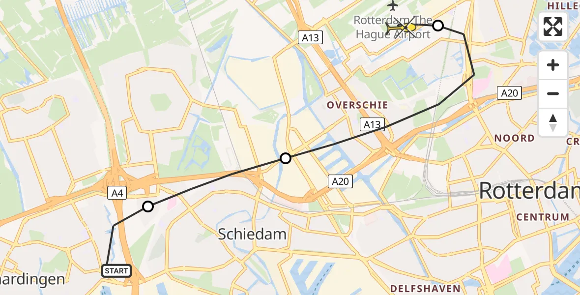 Routekaart van de vlucht: Lifeliner 2 naar Rotterdam The Hague Airport, Trimpad