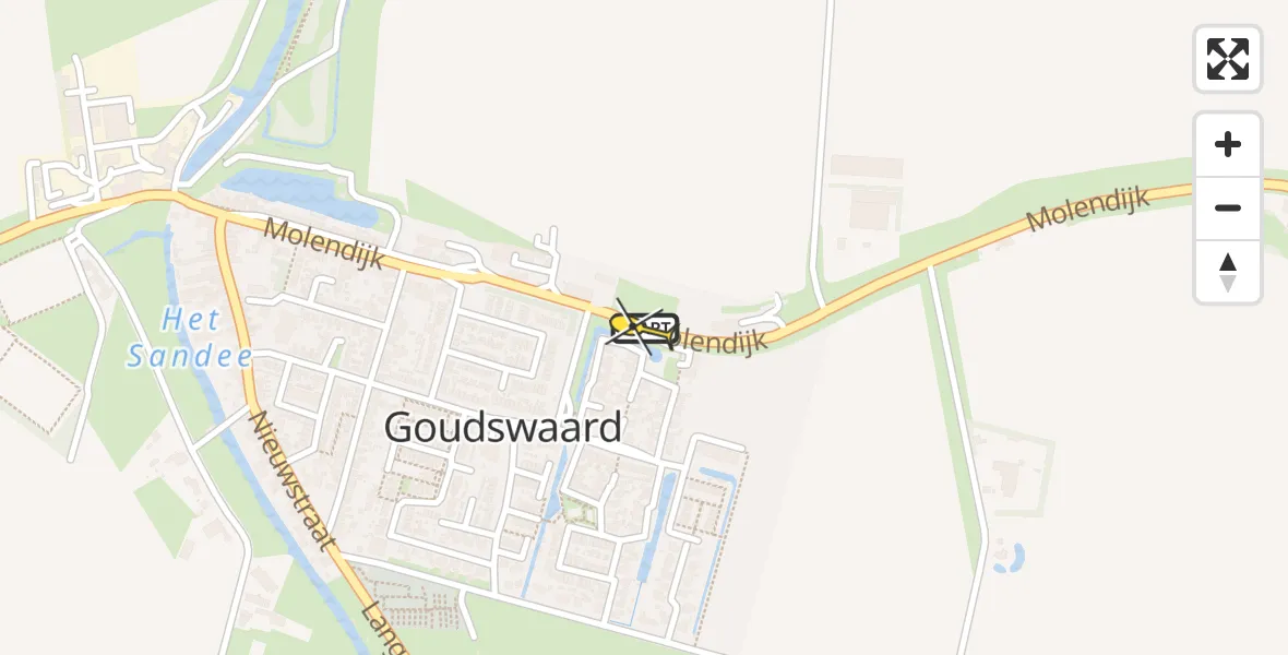 Routekaart van de vlucht: Lifeliner 2 naar Goudswaard, Molendijk