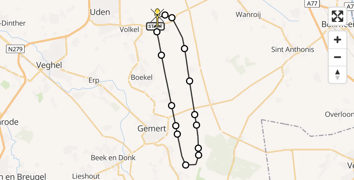 Routekaart van de vlucht: Lifeliner 3 naar Vliegbasis Volkel, Oosterheidestraat