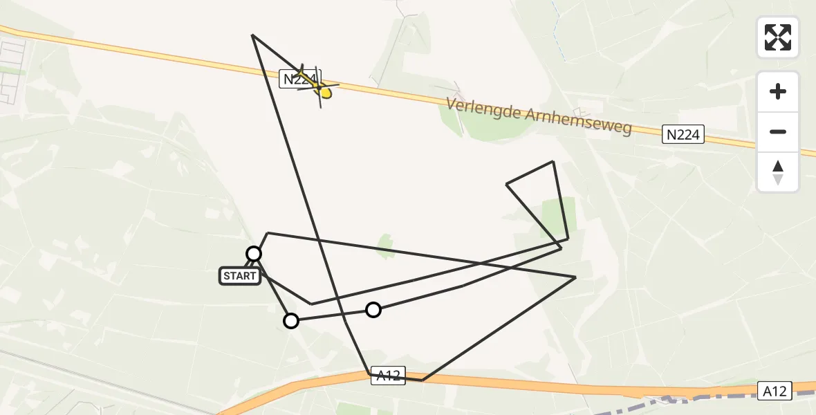 Routekaart van de vlucht: Politieheli naar Ede, Verenigde Edese Modelvliegclubs