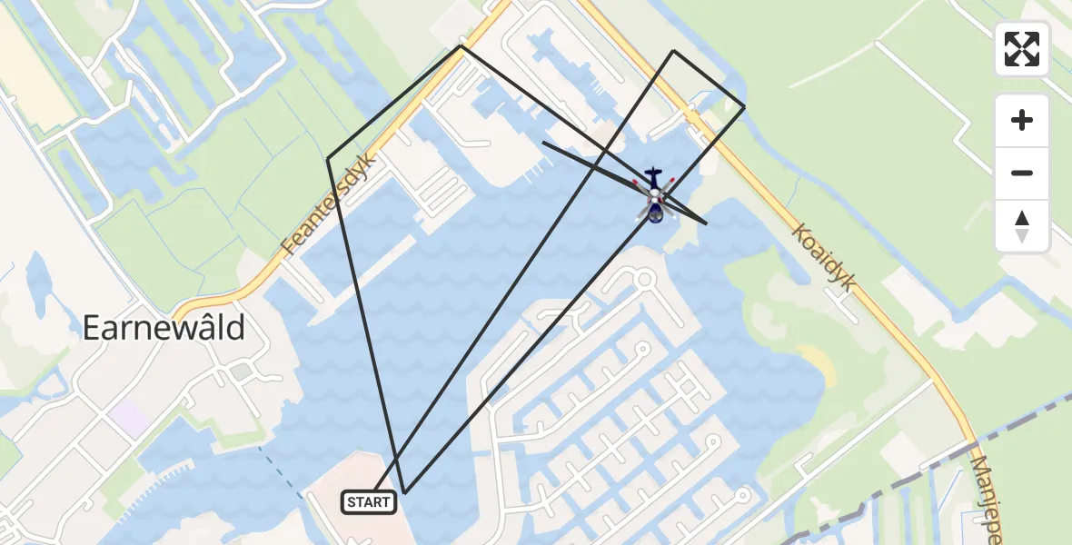 Vluchtroute Politiehelikopter Earnewâld - Earnewâld, 22 juli 2025, 08:14
