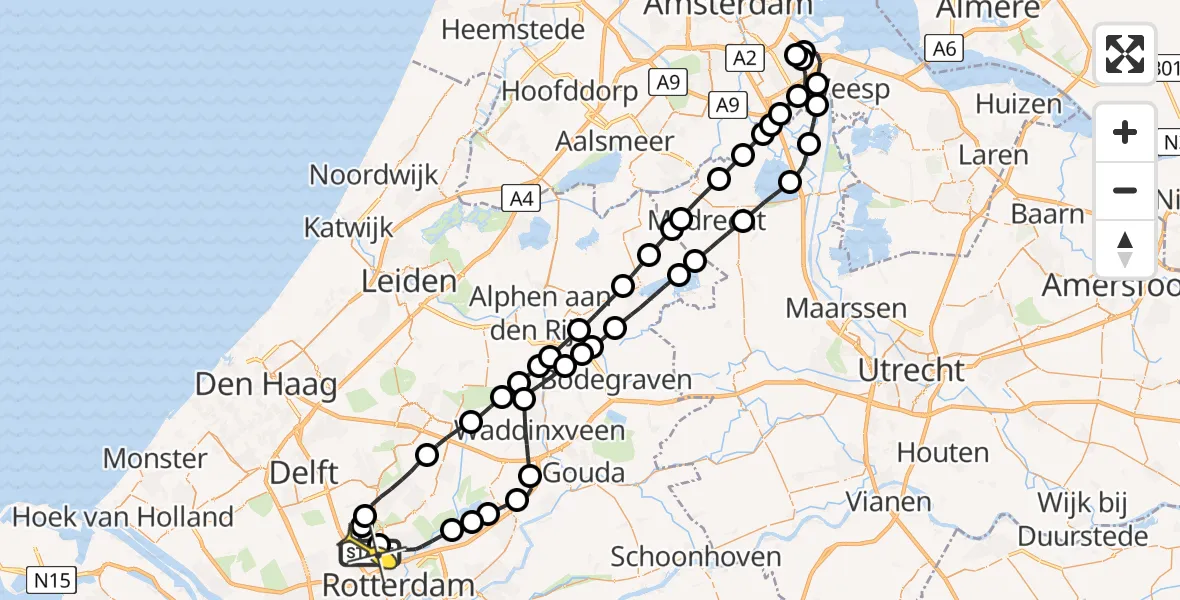 Routekaart van de vlucht: Lifeliner 2 naar Rotterdam The Hague Airport, Brandenburgbaan