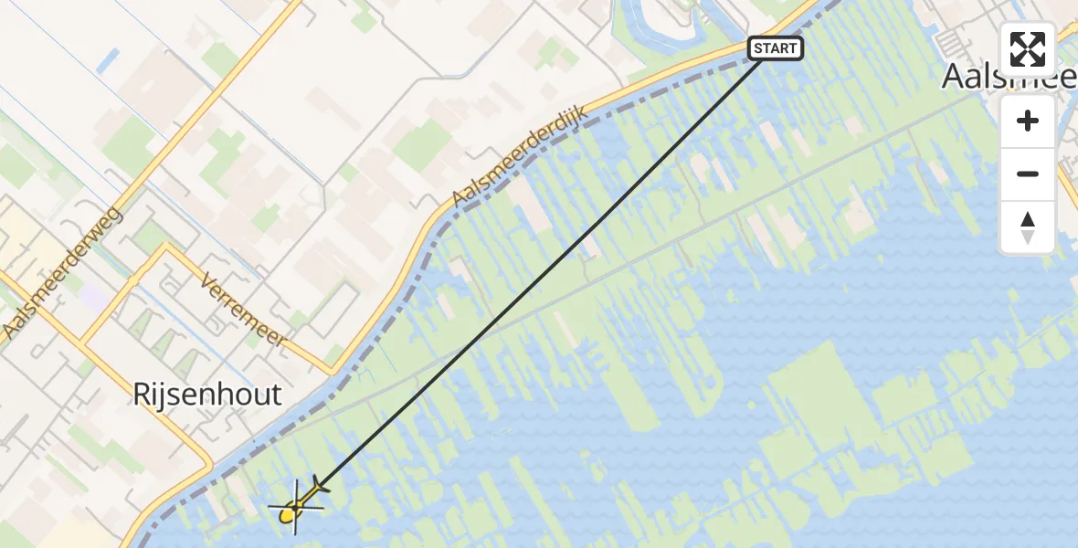 Routekaart van de vlucht: Politiehelikopter naar Aalsmeer, Uiterweg