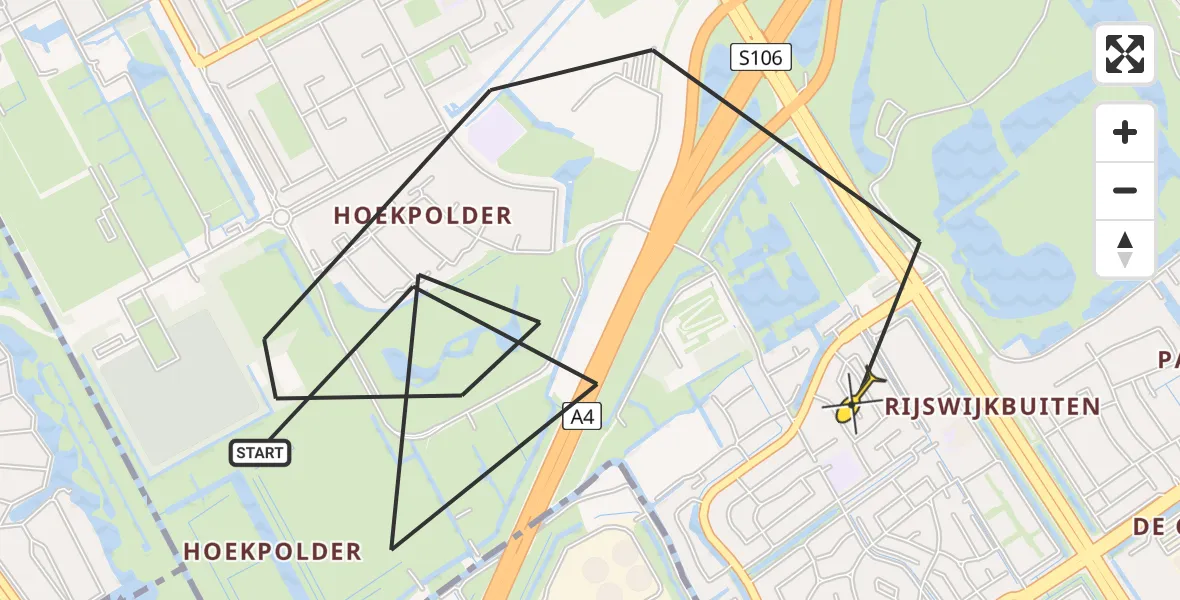 Routekaart van de vlucht: Politieheli naar Rijswijk, Guldeling