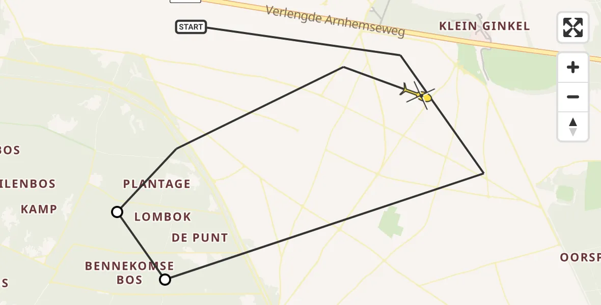 Routekaart van de vlucht: Politiehelikopter naar Ede, Verlengde Arnhemseweg