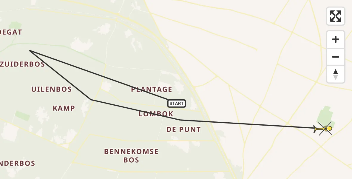 Routekaart van de vlucht: Politiehelikopter naar Ede, Zuiderbos