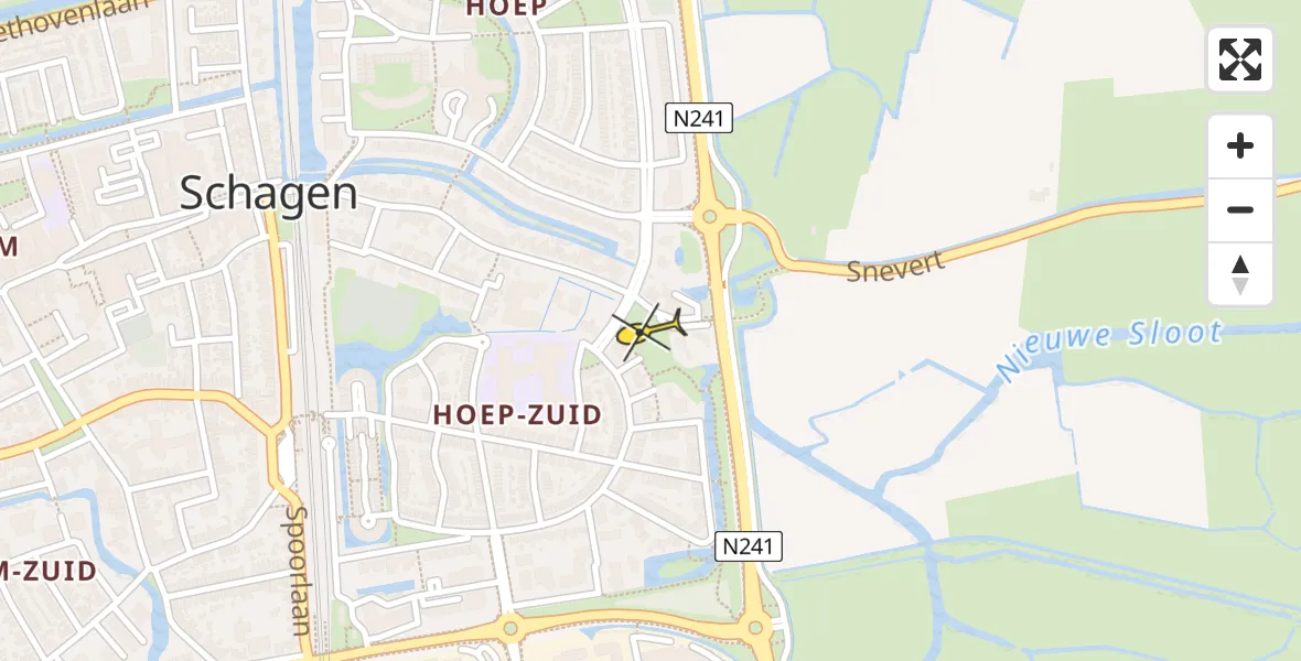 Routekaart van de vlucht: Lifeliner 1 naar Schagen