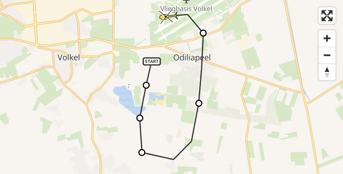 Routekaart van de vlucht: Lifeliner 3 naar Vliegbasis Volkel, Vosdeel