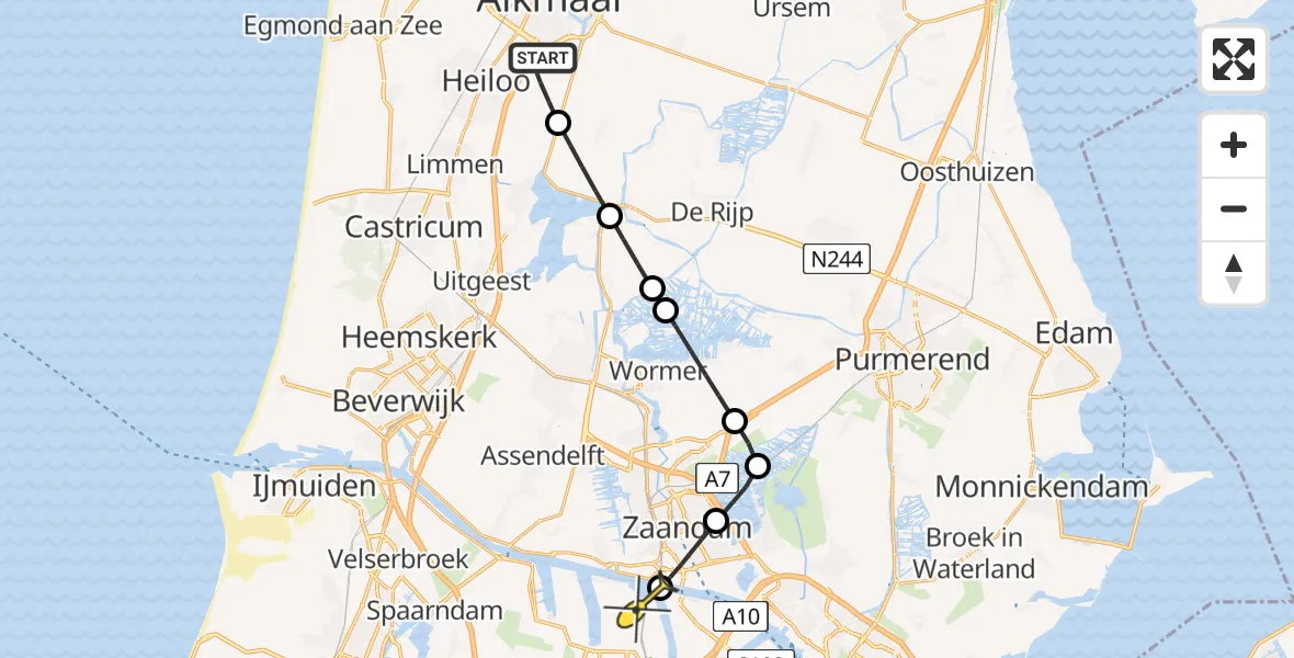 Routekaart van de vlucht: Lifeliner 1 naar Amsterdam Heliport, Fluorietweg