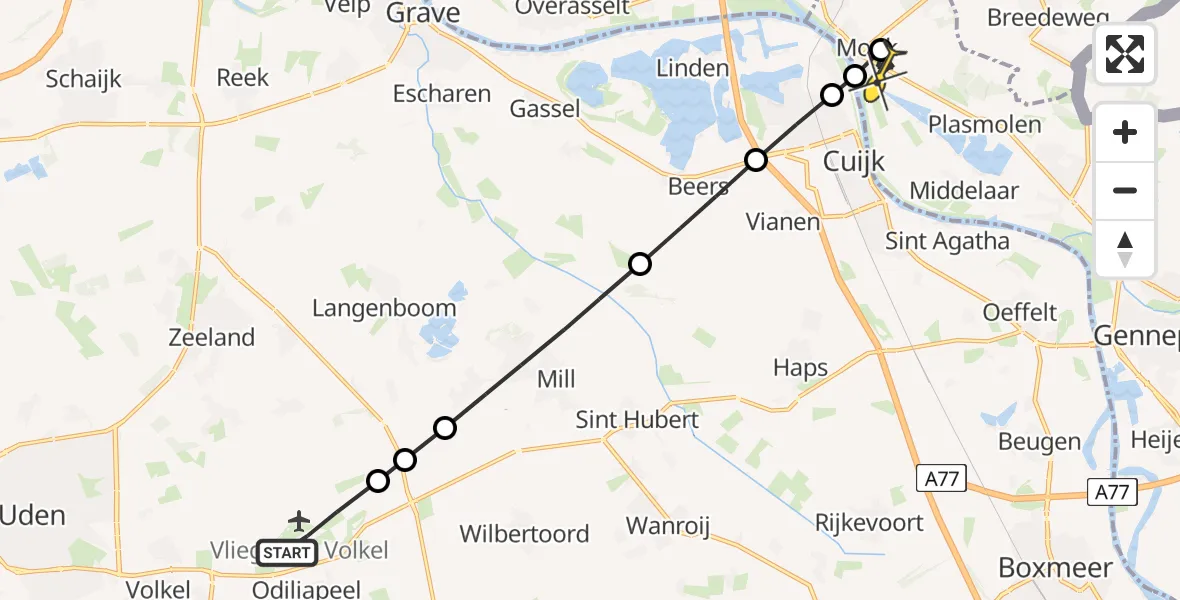 Routekaart van de vlucht: Lifeliner 3 naar Mook, Zeelandsedijk