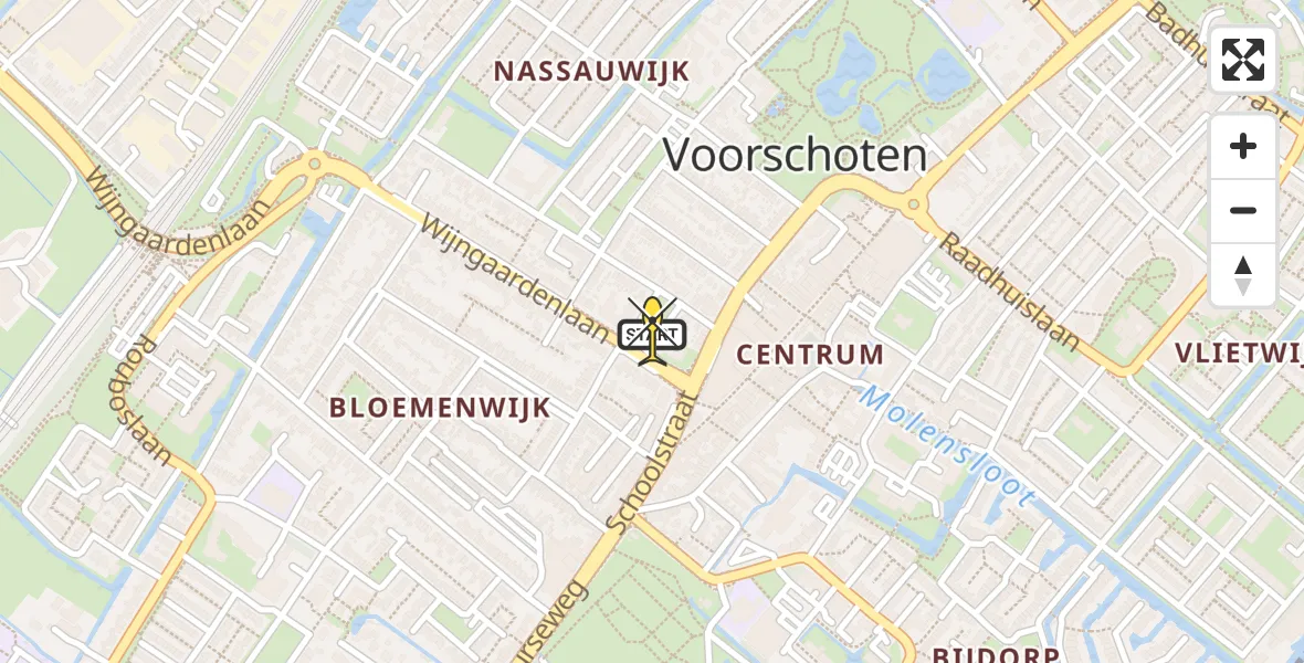 Routekaart van de vlucht: Lifeliner 2 naar Voorschoten, Oranjeplein