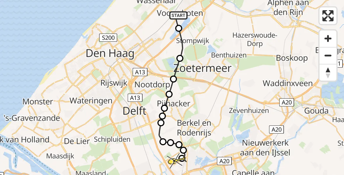 Routekaart van de vlucht: Lifeliner 2 naar Rotterdam The Hague Airport, Ter Lips