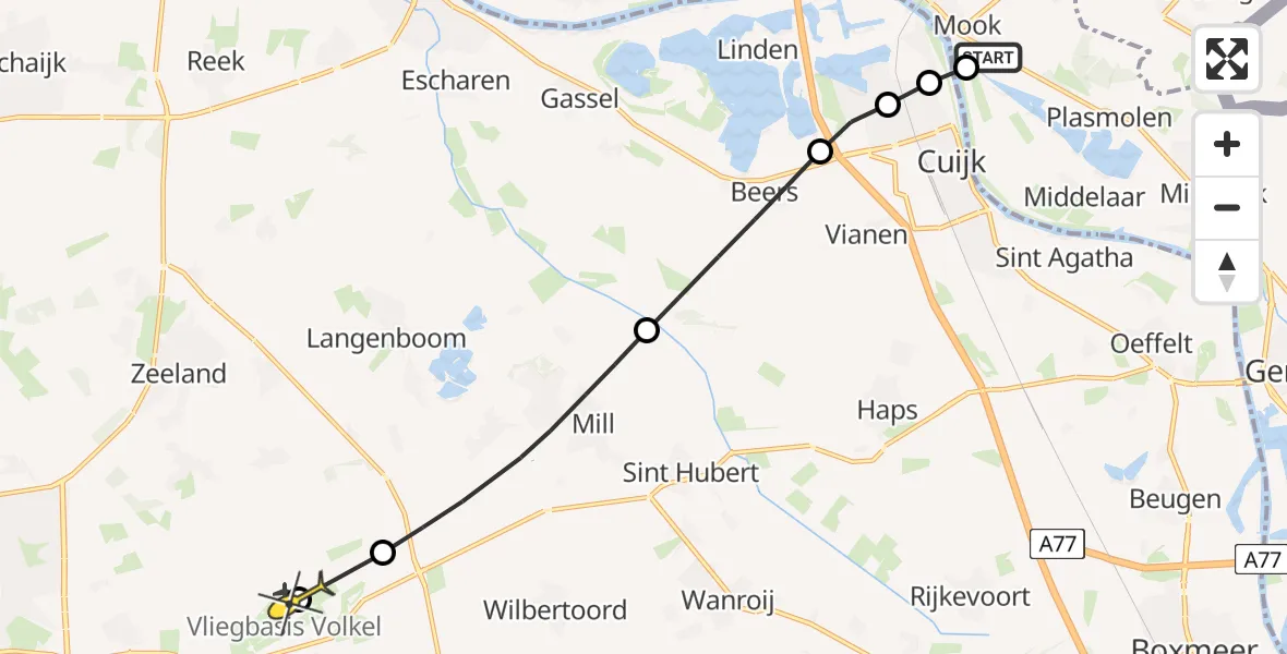 Routekaart van de vlucht: Lifeliner 3 naar Vliegbasis Volkel, Galberg