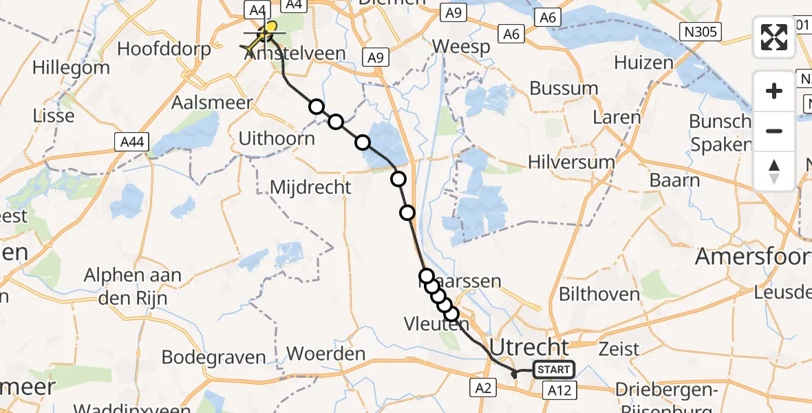 Routekaart van de vlucht: Politieheli naar Schiphol, Barnsteenlaan