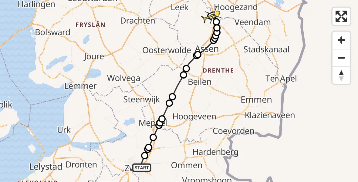 Routekaart van de vlucht: Lifeliner 4 naar Groningen Airport Eelde, Ceintuurbaan
