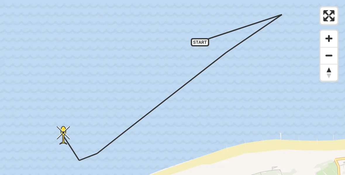 Routekaart van de vlucht: Kustwachthelikopter naar Renesse, Middelplaat