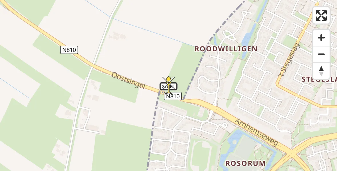 Routekaart van de vlucht: Lifeliner 3 naar Groessen, Arnhemseweg