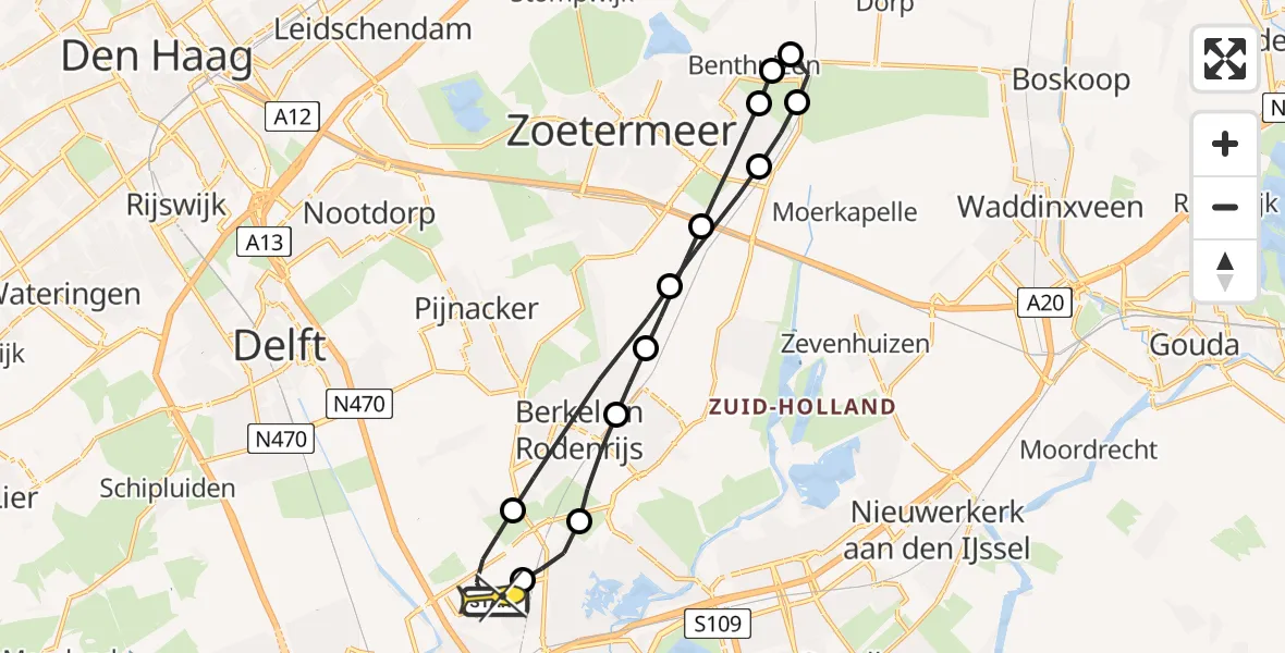 Routekaart van de vlucht: Lifeliner 2 naar Rotterdam The Hague Airport, A16 Rotterdam