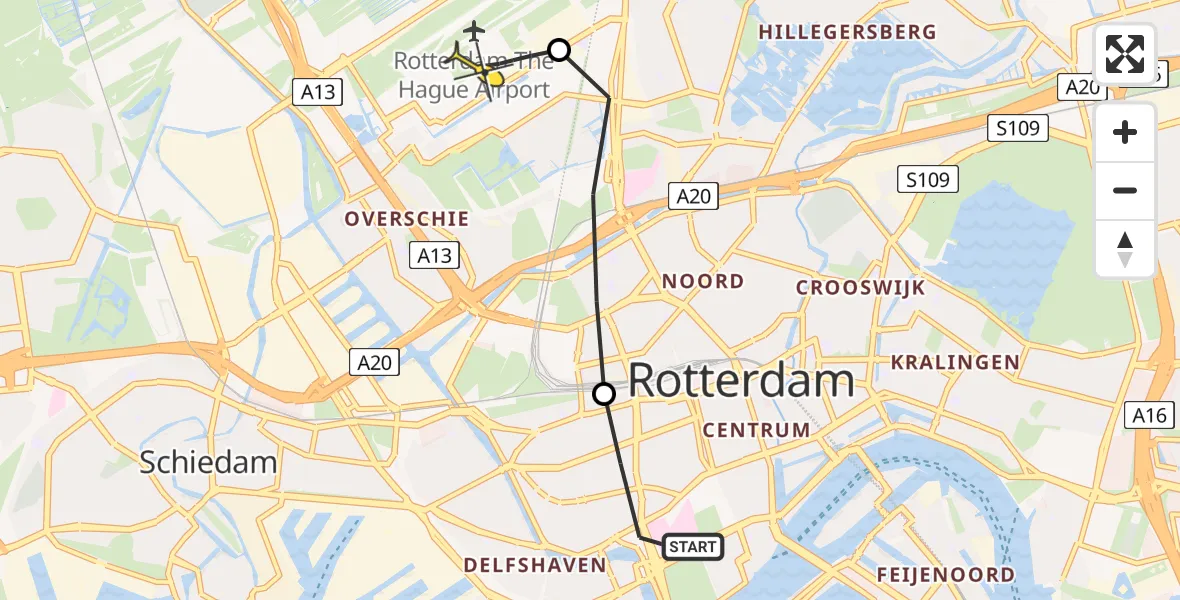 Routekaart van de vlucht: Lifeliner 2 naar Rotterdam The Hague Airport, Jan van Vuchtstraat