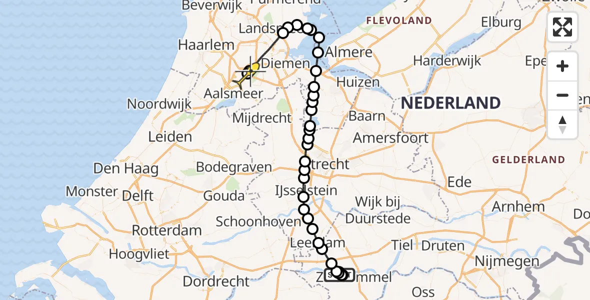 Routekaart van de vlucht: Politiehelikopter naar Schiphol, Crob