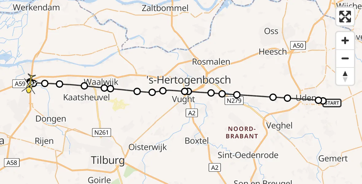 Routekaart van de vlucht: Lifeliner 3 naar Raamsdonksveer, Goorkensweg