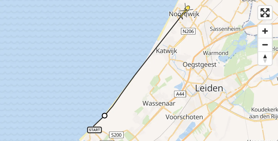 Routekaart van de vlucht: Politiehelikopter naar Noordwijk, Zwarte Pad