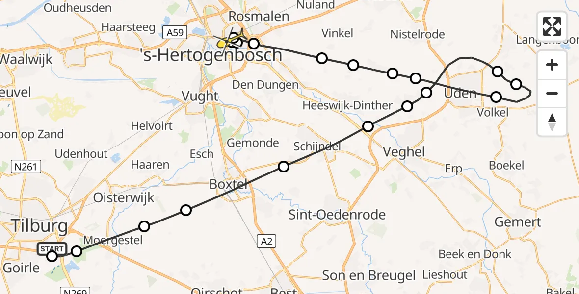 Routekaart van de vlucht: Lifeliner 3 naar 's-Hertogenbosch, Boterpad