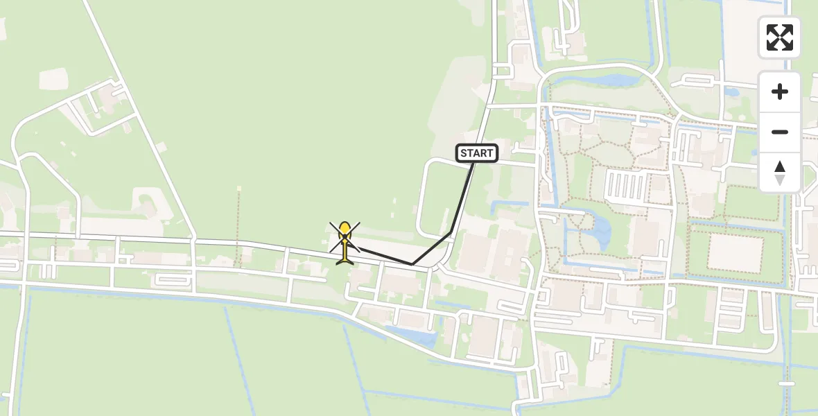 Routekaart van de vlucht: Ambulanceheli naar Vliegbasis Leeuwarden, Keegsdijkje