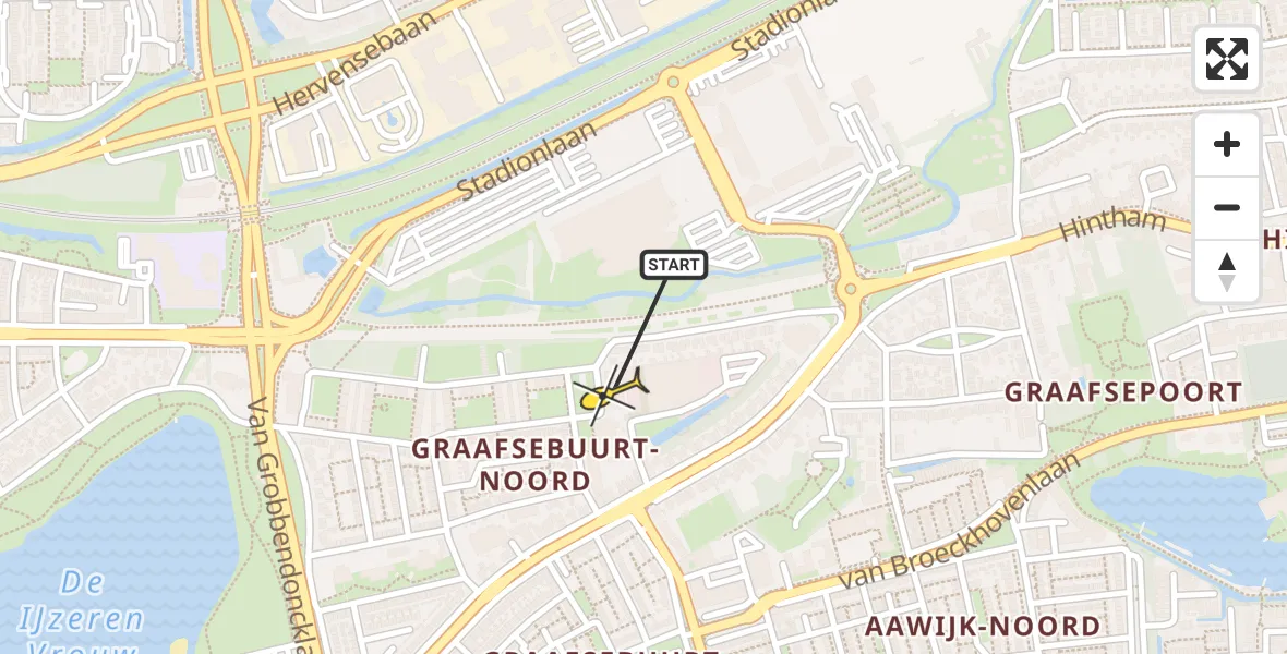 Routekaart van de vlucht: Lifeliner 3 naar 's-Hertogenbosch, 53RD Welsh Divisionplein