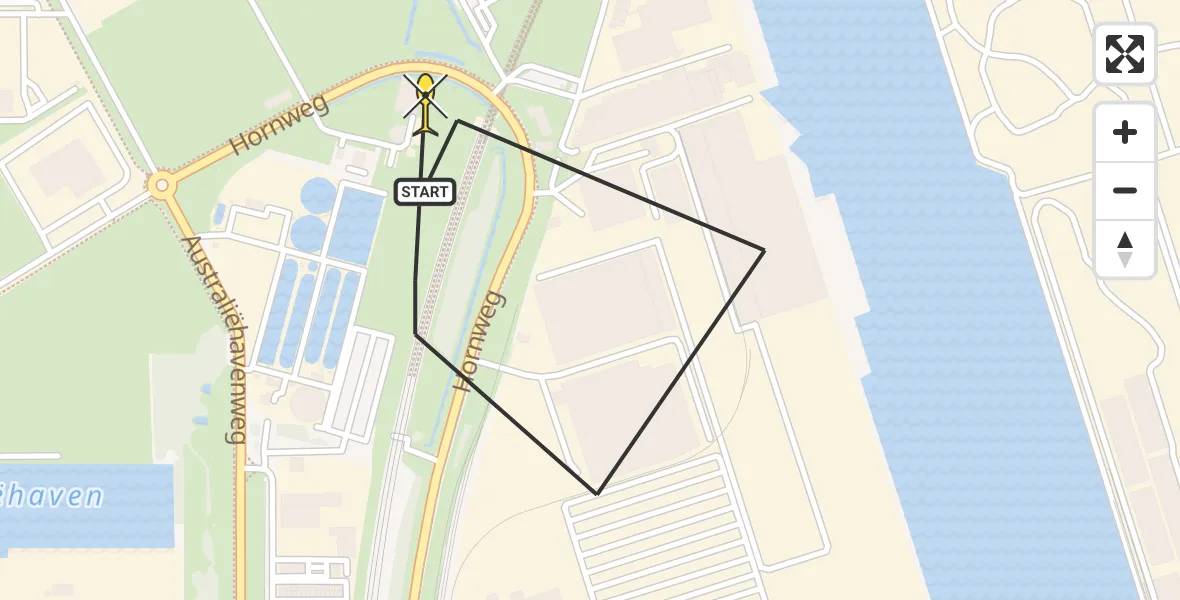 Routekaart van de vlucht: Lifeliner 1 naar Amsterdam Heliport, Lipariweg