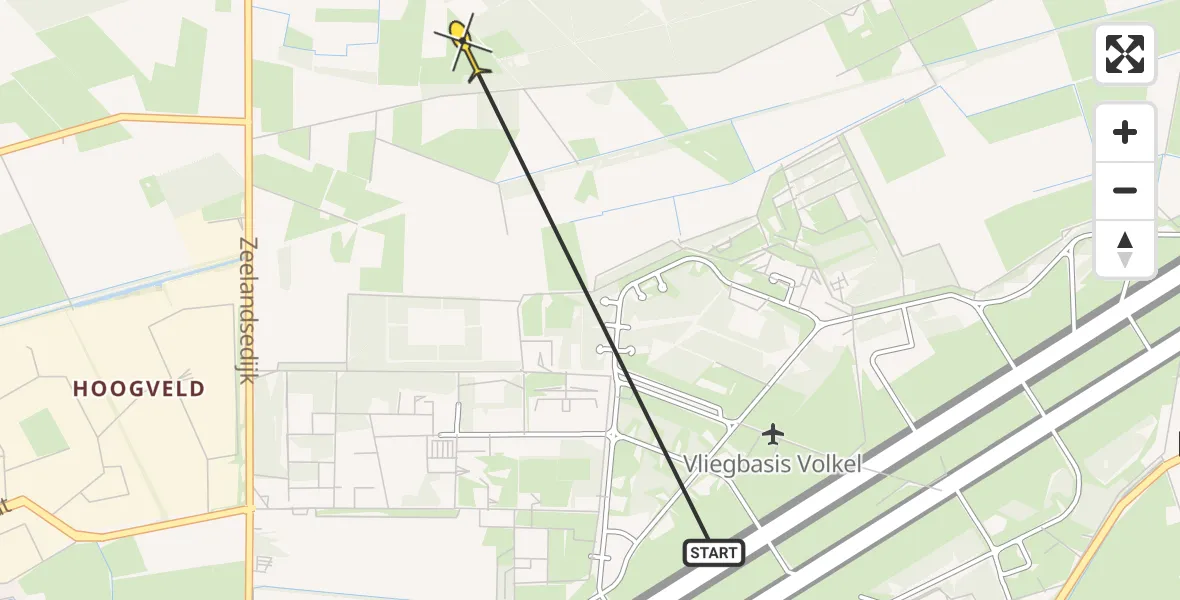 Routekaart van de vlucht: Lifeliner 3 naar Vliegbasis Volkel, Achter-Oventje