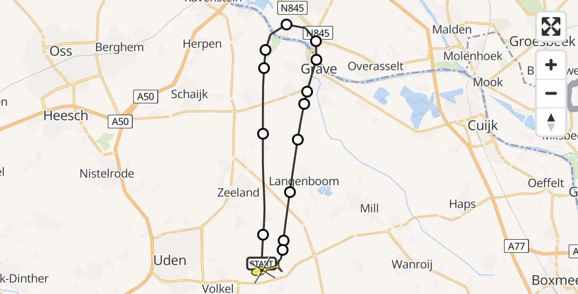 Routekaart van de vlucht: Lifeliner 3 naar Vliegbasis Volkel, Houtvennen