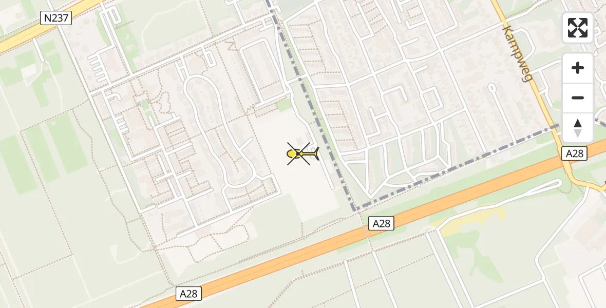 Routekaart van de vlucht: Lifeliner 1 naar Huis ter Heide