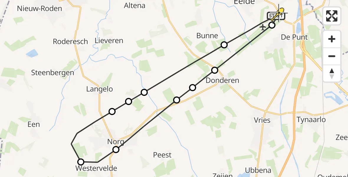 Routekaart van de vlucht: Lifeliner 4 naar Groningen Airport Eelde, Lugtenbergerweg