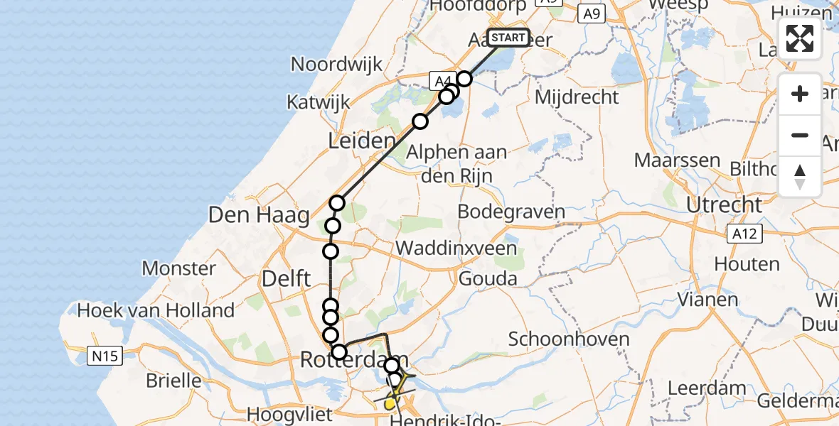 Routekaart van de vlucht: Politieheli naar Rotterdam, Uiterweg