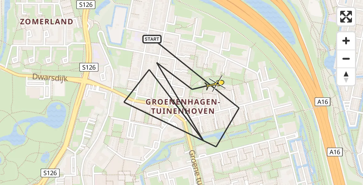 Routekaart van de vlucht: Politieheli naar Rotterdam, Lotustuin