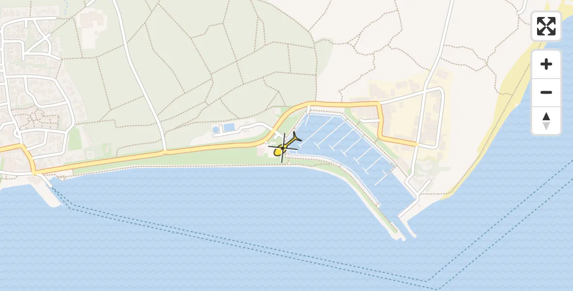 Routekaart van de vlucht: Ambulancehelikopter naar Vlieland Heliport
