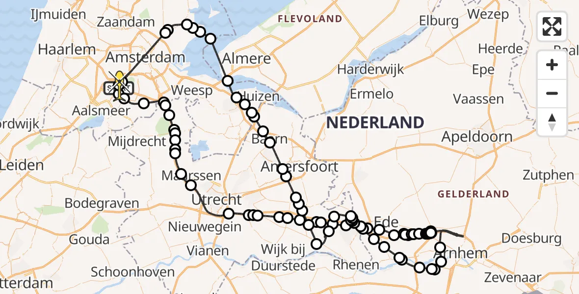 Vluchtroute Politiehelikopter van Schiphol naar Schiphol