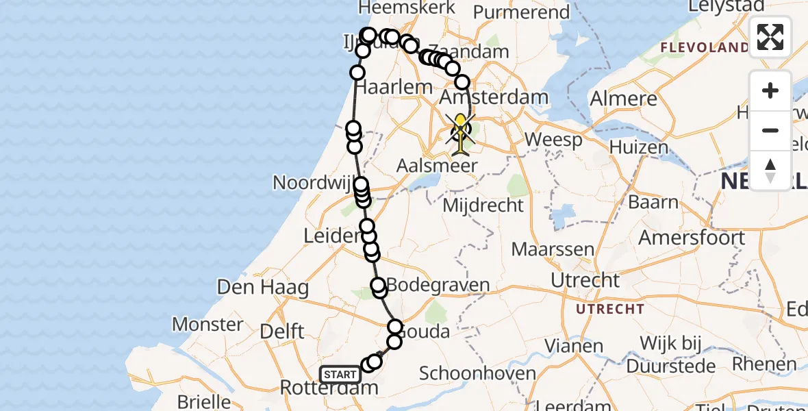 Routekaart van de vlucht: Politieheli naar Schiphol, Langepad