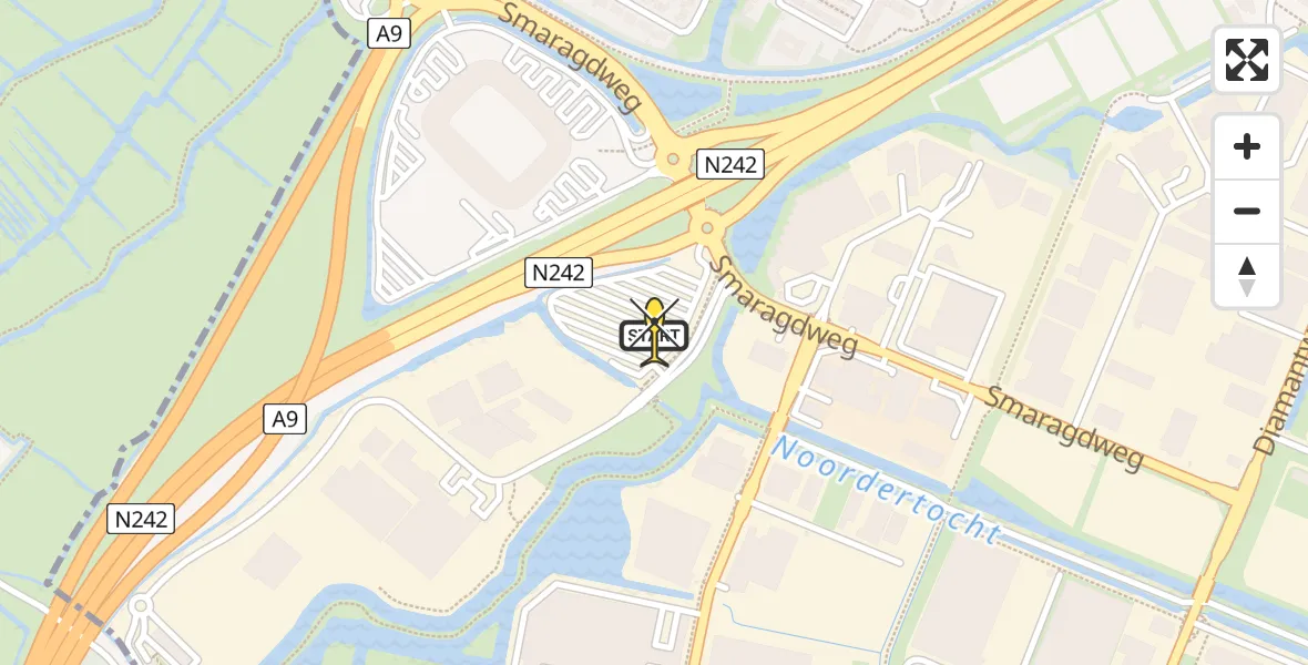 Routekaart van de vlucht: Lifeliner 1 naar Alkmaar, Parelweg