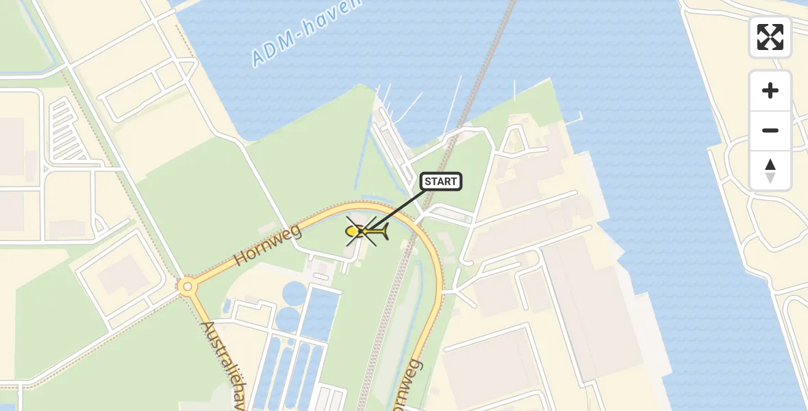Routekaart van de vlucht: Lifeliner 1 naar Amsterdam Heliport, Hornweg