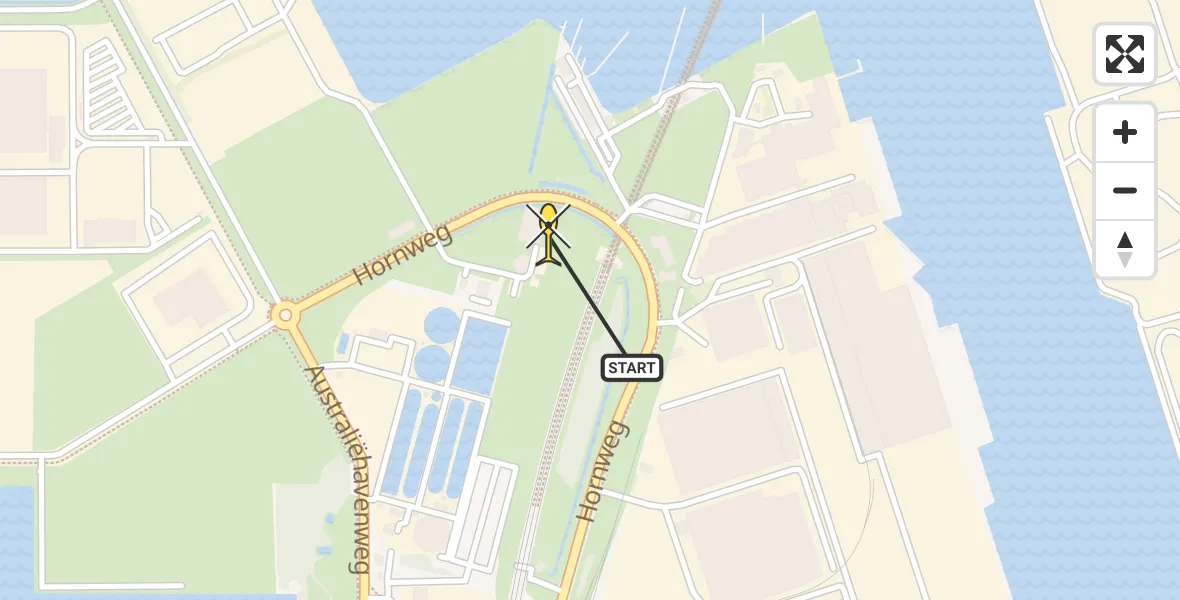 Routekaart van de vlucht: Lifeliner 1 naar Amsterdam Heliport, Hornweg