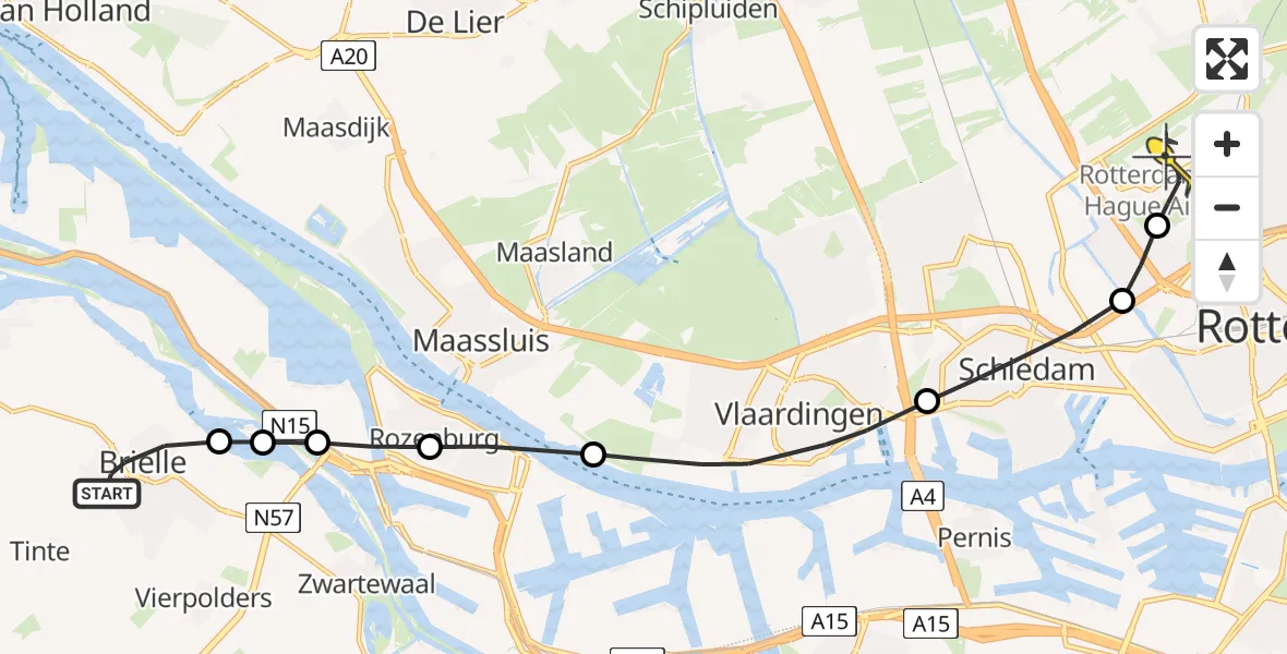 Routekaart van de vlucht: Lifeliner 2 naar Rotterdam The Hague Airport, Kalkbranderstraat