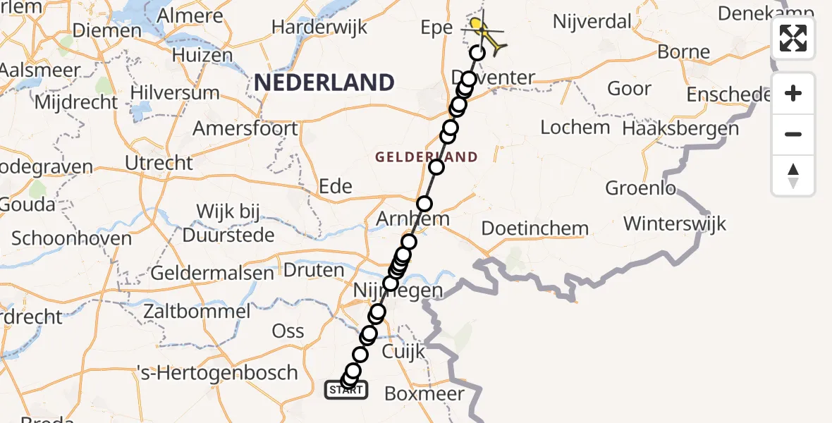 Routekaart van de vlucht: Lifeliner 3 naar Olst, Trentsedijk