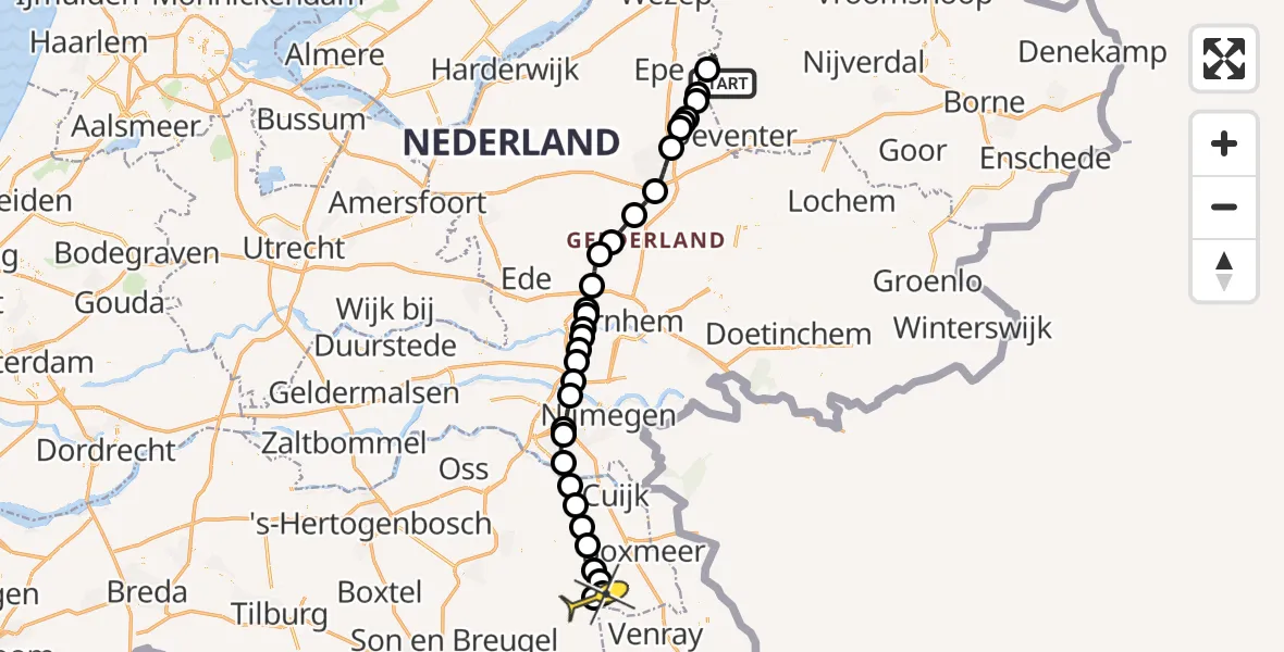 Routekaart van de vlucht: Lifeliner 3 naar Oploo, Enkweg